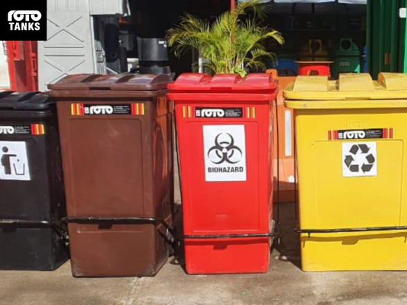 Garbage bins in Kenya by Rotomoulders designed for efficient waste management and durability